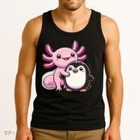 Cute Axolotl Hugging Penguin Tank Top thumb 3