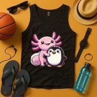 Cute Axolotl Hugging Penguin Tank Top thumb 4