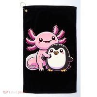 Cute Axolotl Hugging Penguin Golf Towel thumb 0