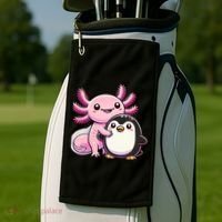 Cute Axolotl Hugging Penguin Golf Towel thumb 2