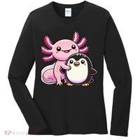 Cute Axolotl Hugging Penguin Women's Long Sleeve Shirt thumb 0