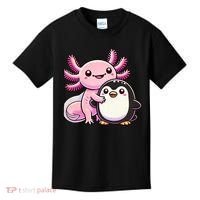 Cute Axolotl Hugging Penguin Kids T-Shirt thumb 0
