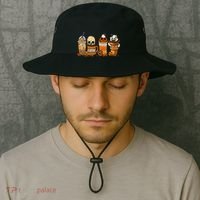 Coffee And Horror Movies Scary Halloween Coffee Lover Bucket Hat thumb 2