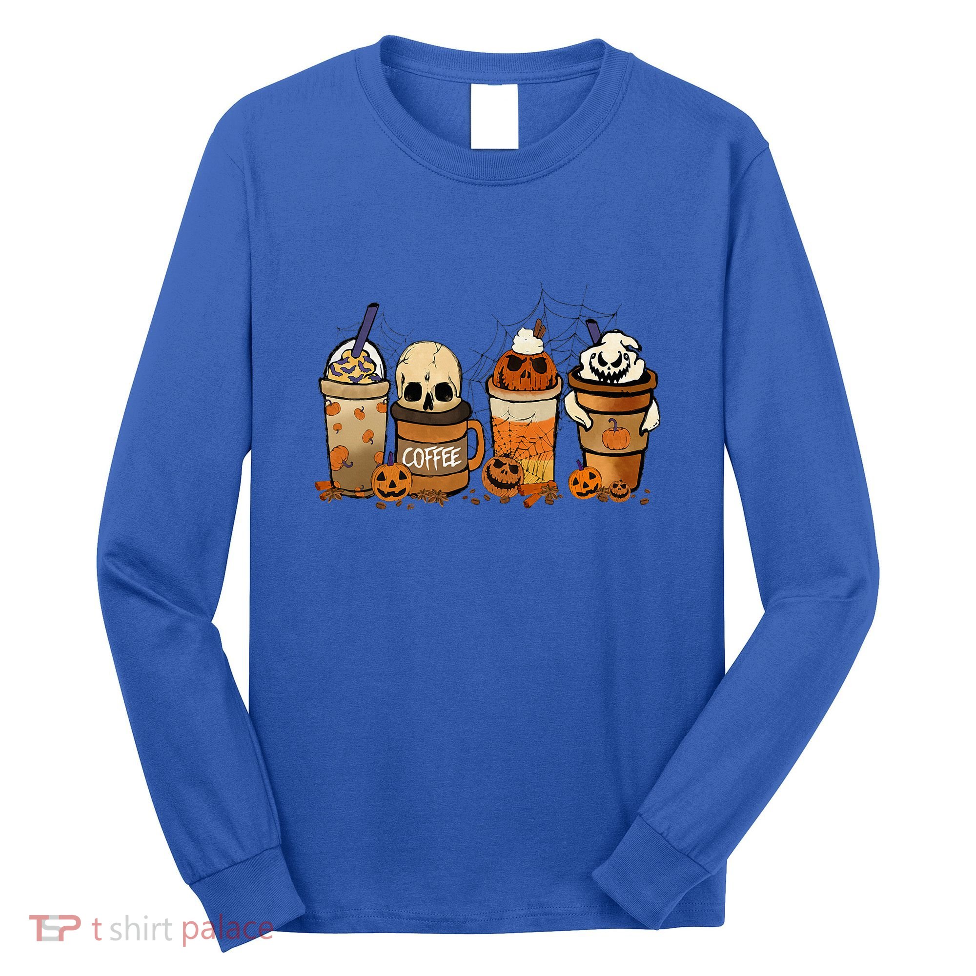 Coffee And Horror Movies Scary Halloween Coffee Lover Long Sleeve Shirt