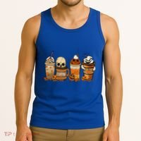 Coffee And Horror Movies Scary Halloween Coffee Lover Tank Top thumb 3