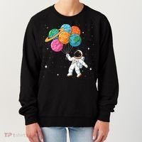 Cute Astronaut Holding Planet Balloons STEM Women's Sweatshirt thumb 0