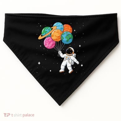 Cute Astronaut Holding Planet Balloons STEM USA-Made Doggie Bandana