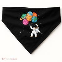Cute Astronaut Holding Planet Balloons STEM USA-Made Doggie Bandana thumb 0