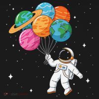 Cute Astronaut Holding Planet Balloons STEM Apron thumb 3