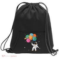 Cute Astronaut Holding Planet Balloons STEM Sweatshirt Cinch Pack Bag thumb 0