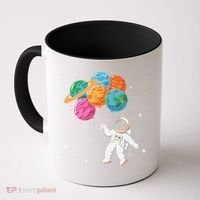 Cute Astronaut Holding Planet Balloons STEM Coffee Mug thumb 0