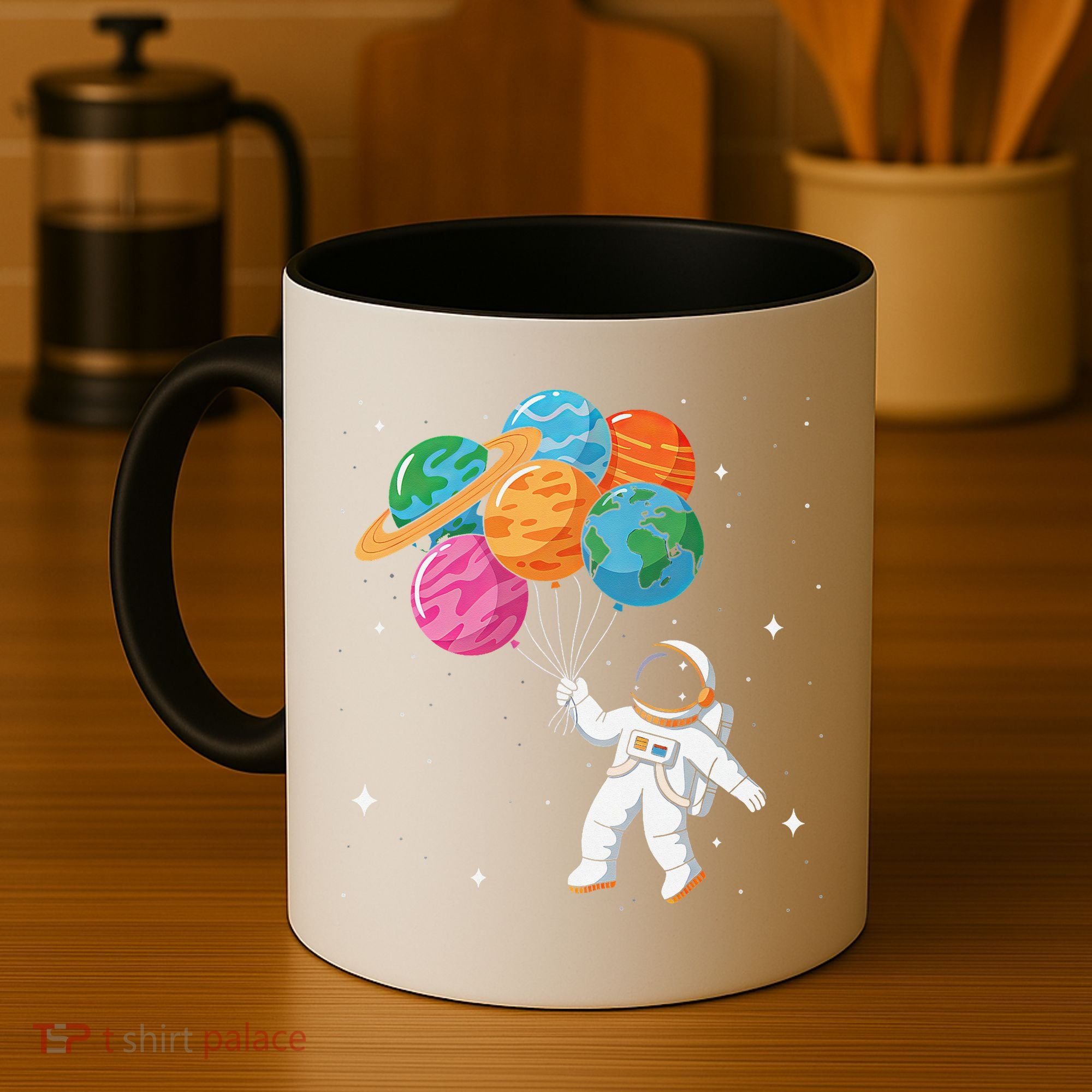 Cute Astronaut Holding Planet Balloons STEM Coffee Mug