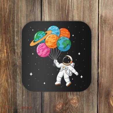 Cute Astronaut Holding Planet Balloons STEM Coaster