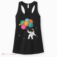 Cute Astronaut Holding Planet Balloons STEM Women's Tank Top thumb 0