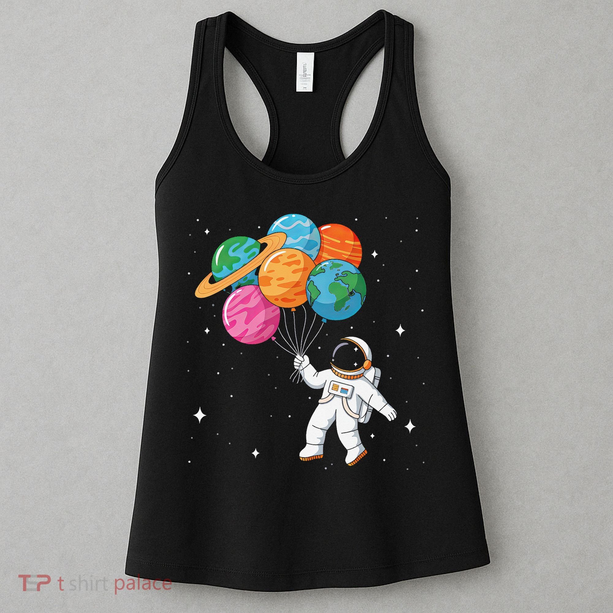 Cute Astronaut Holding Planet Balloons STEM Women's Tank Top
