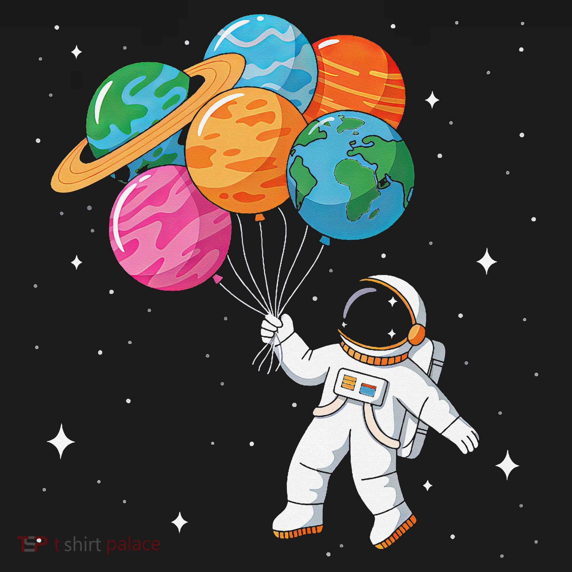 Cute Astronaut Holding Planet Balloons STEM Women's Tank Top