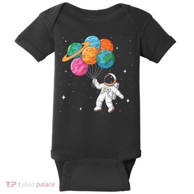 Cute Astronaut Holding Planet Balloons STEM Baby Bodysuit