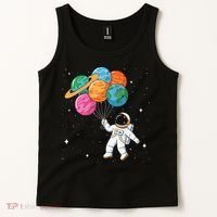Cute Astronaut Holding Planet Balloons STEM Tank Top thumb 2