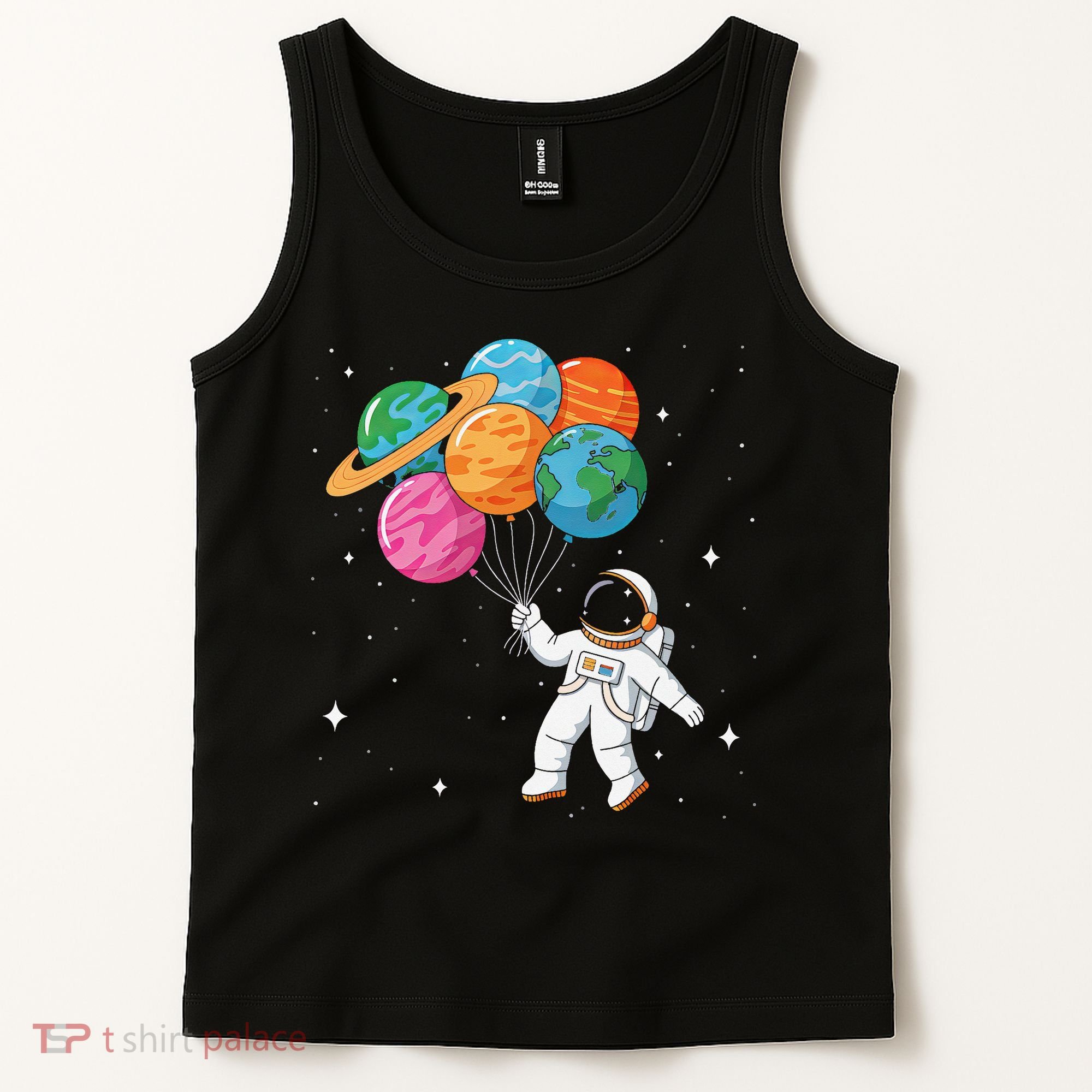 Cute Astronaut Holding Planet Balloons STEM Tank Top