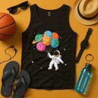 Cute Astronaut Holding Planet Balloons STEM Tank Top thumb 4