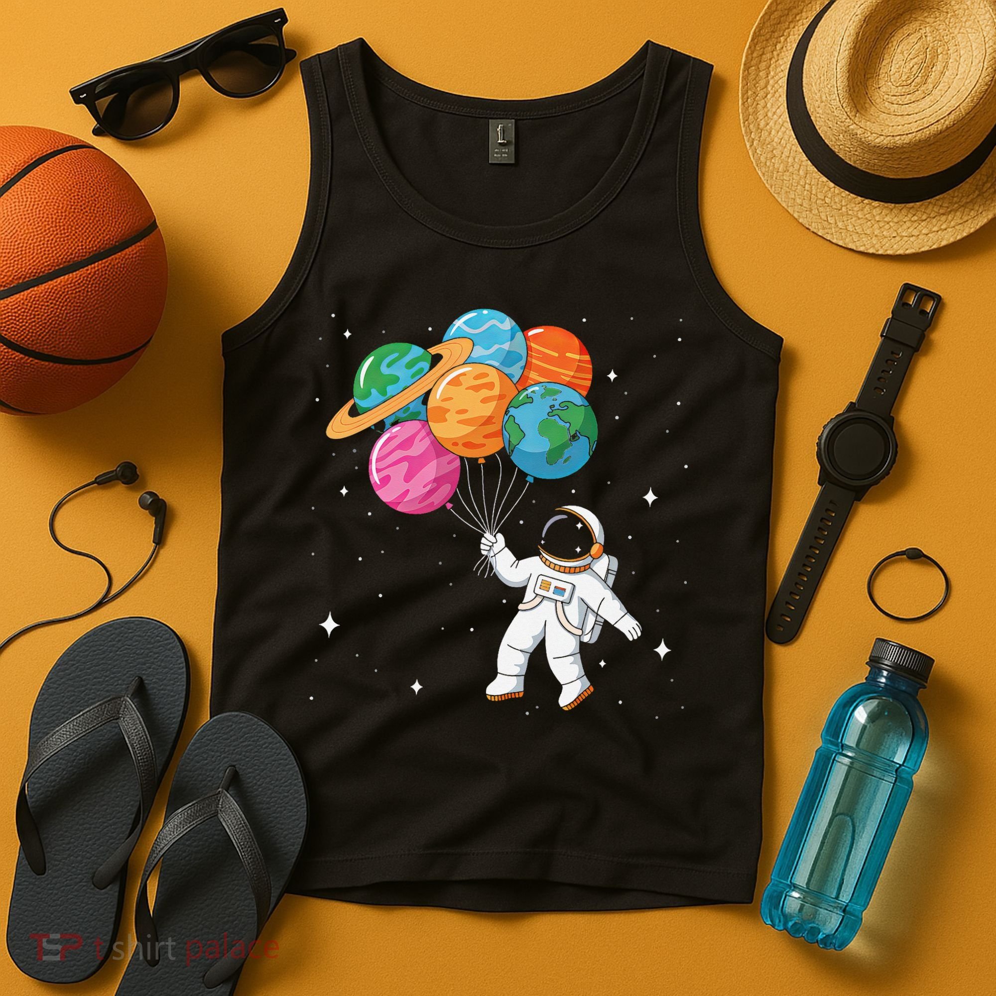 Cute Astronaut Holding Planet Balloons STEM Tank Top