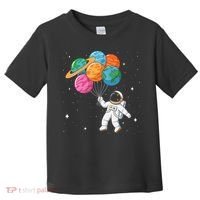 Cute Astronaut Holding Planet Balloons STEM Toddler T-Shirt thumb 0