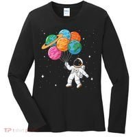 Cute Astronaut Holding Planet Balloons STEM Women's Long Sleeve Shirt thumb 0