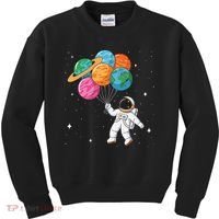 Cute Astronaut Holding Planet Balloons STEM Kids Sweatshirt thumb 0