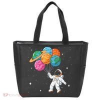 Cute Astronaut Holding Planet Balloons STEM Tote Bag thumb 0