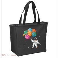 Cute Astronaut Holding Planet Balloons STEM Tote Bag thumb 2