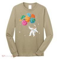 Cute Astronaut Holding Planet Balloons STEM Long Sleeve Shirt thumb 0