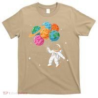 Cute Astronaut Holding Planet Balloons STEM T-Shirt thumb 0