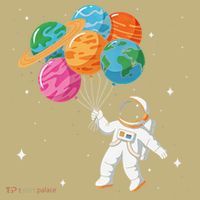Cute Astronaut Holding Planet Balloons STEM Mousepad thumb 1