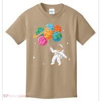 Cute Astronaut Holding Planet Balloons STEM Kids T-Shirt thumb 0