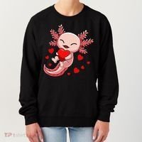 Cute Axolotl Heart Valentines Day Women's Sweatshirt thumb 0