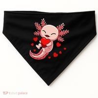 Cute Axolotl Heart Valentines Day USA-Made Doggie Bandana thumb 0