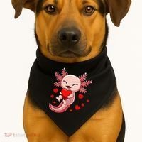 Cute Axolotl Heart Valentines Day USA-Made Doggie Bandana thumb 1