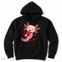 Cute Axolotl Heart Valentines Day Hoodie thumb 0