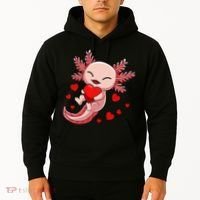 Cute Axolotl Heart Valentines Day Hoodie thumb 2