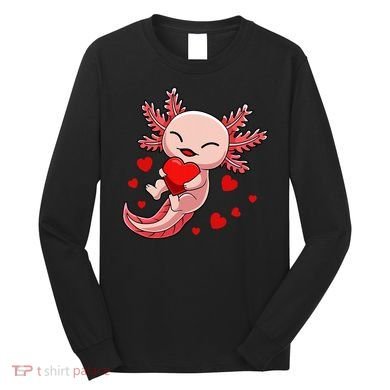 Cute Axolotl Heart Valentines Day Long Sleeve Shirt