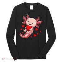 Cute Axolotl Heart Valentines Day Long Sleeve Shirt thumb 0