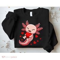 Cute Axolotl Heart Valentines Day Sweatshirt thumb 2
