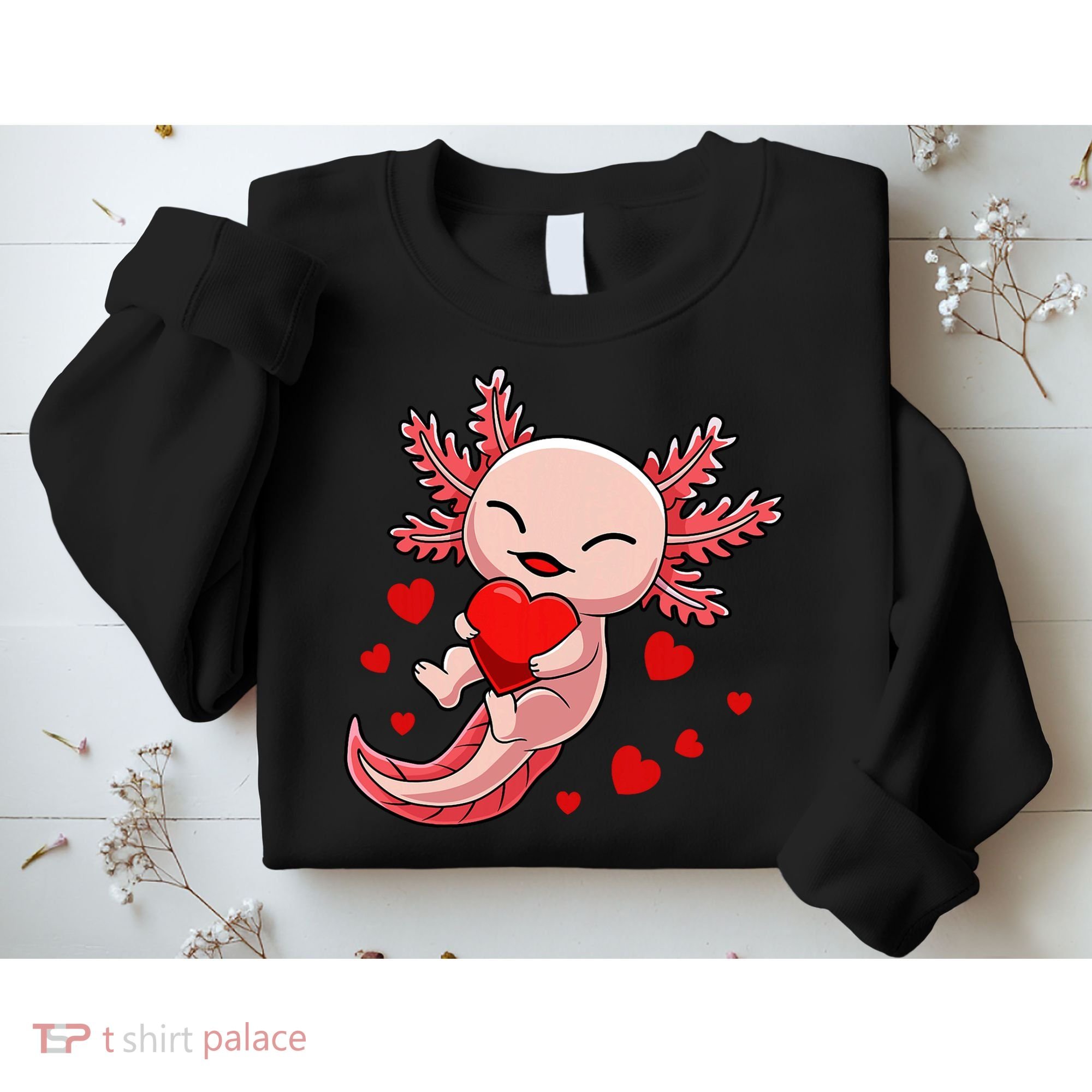 Cute Axolotl Heart Valentines Day Sweatshirt