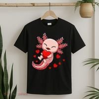 Cute Axolotl Heart Valentines Day T-Shirt thumb 2