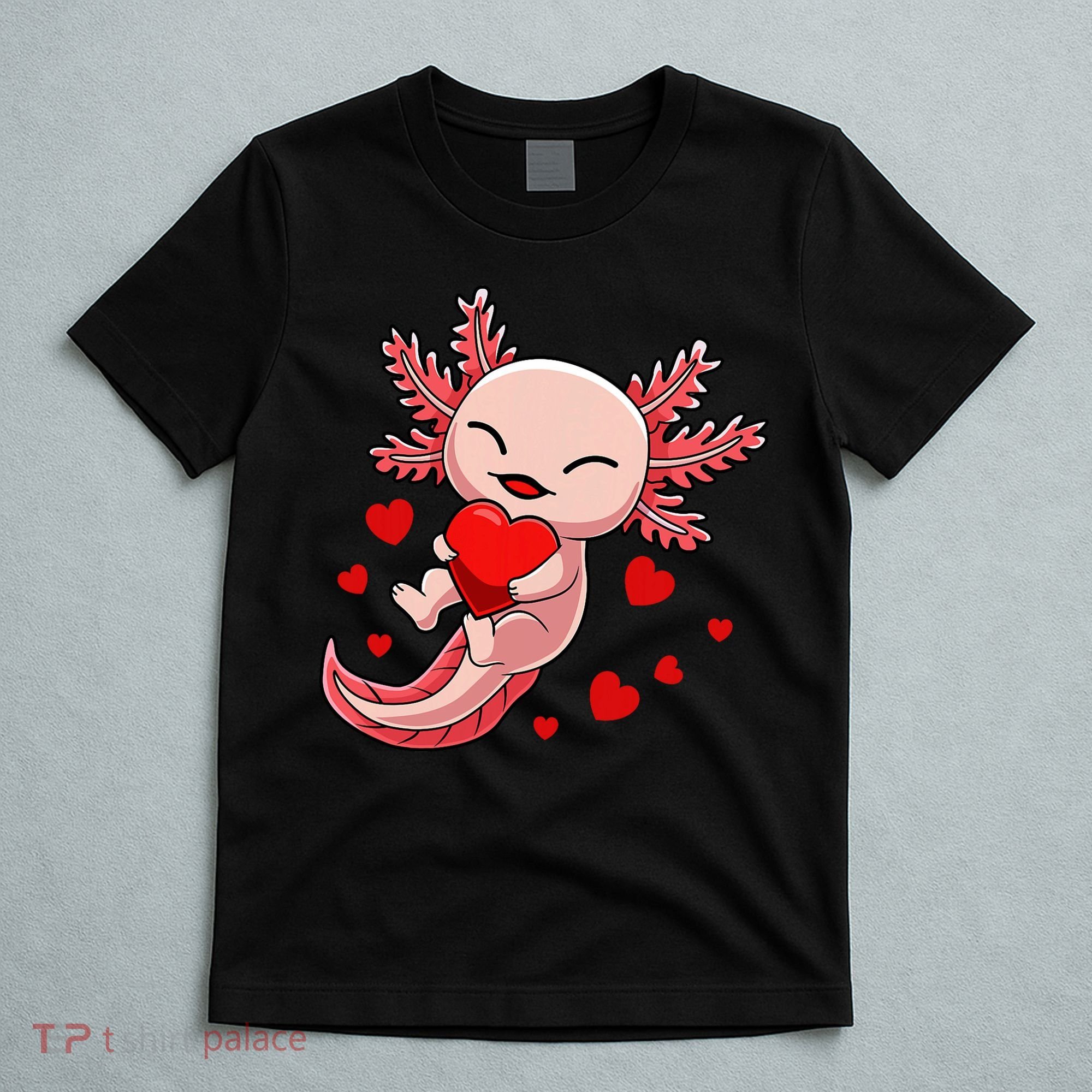 Cute Axolotl Heart Valentines Day T-Shirt