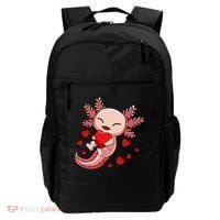 Cute Axolotl Heart Valentines Day Backpack thumb 0