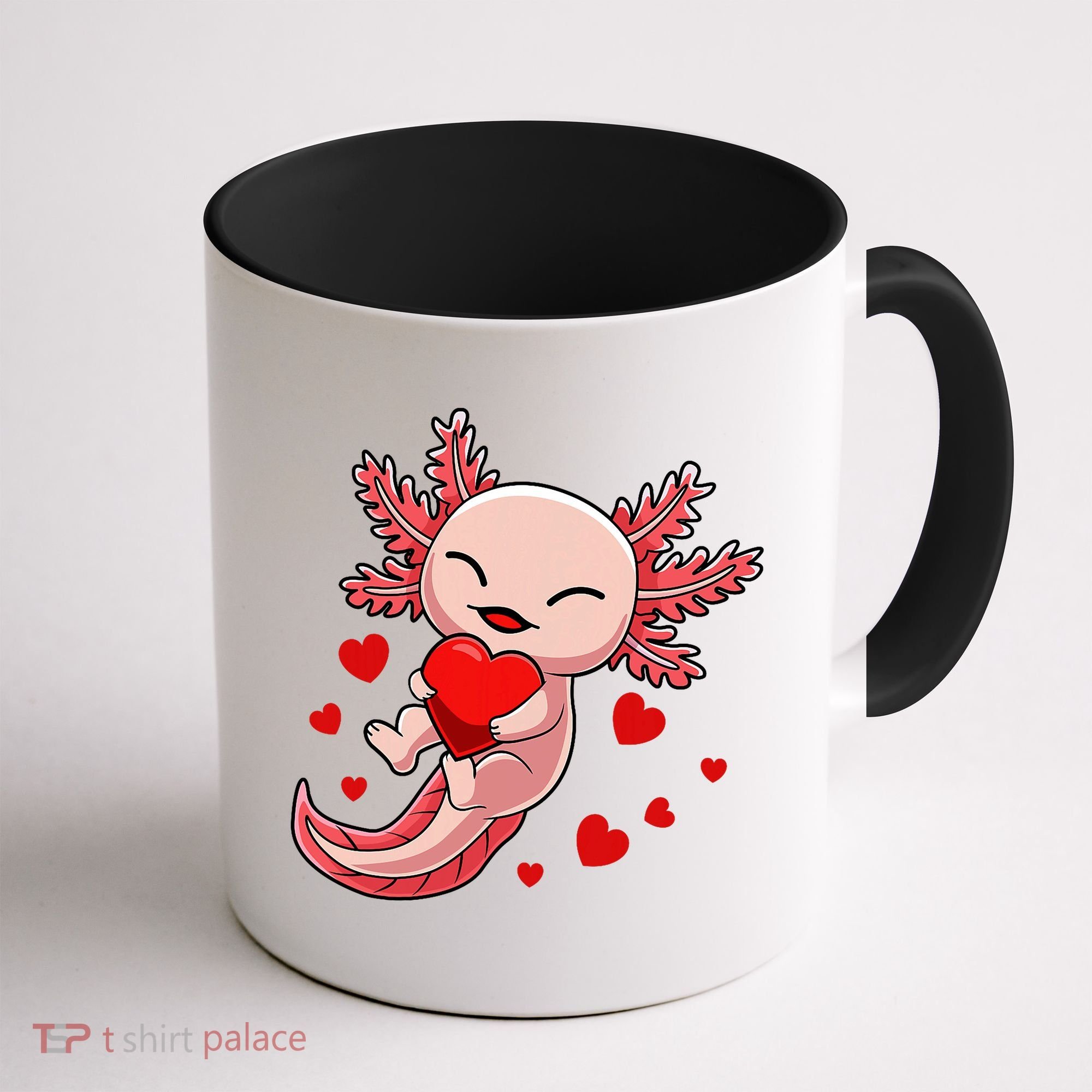 Cute Axolotl Heart Valentines Day Coffee Mug