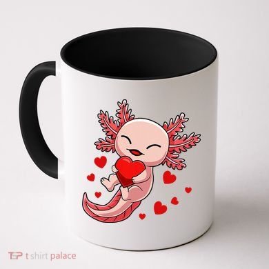 Cute Axolotl Heart Valentines Day Coffee Mug