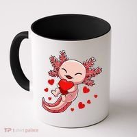 Cute Axolotl Heart Valentines Day Coffee Mug thumb 0