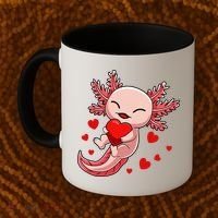 Cute Axolotl Heart Valentines Day Coffee Mug thumb 2
